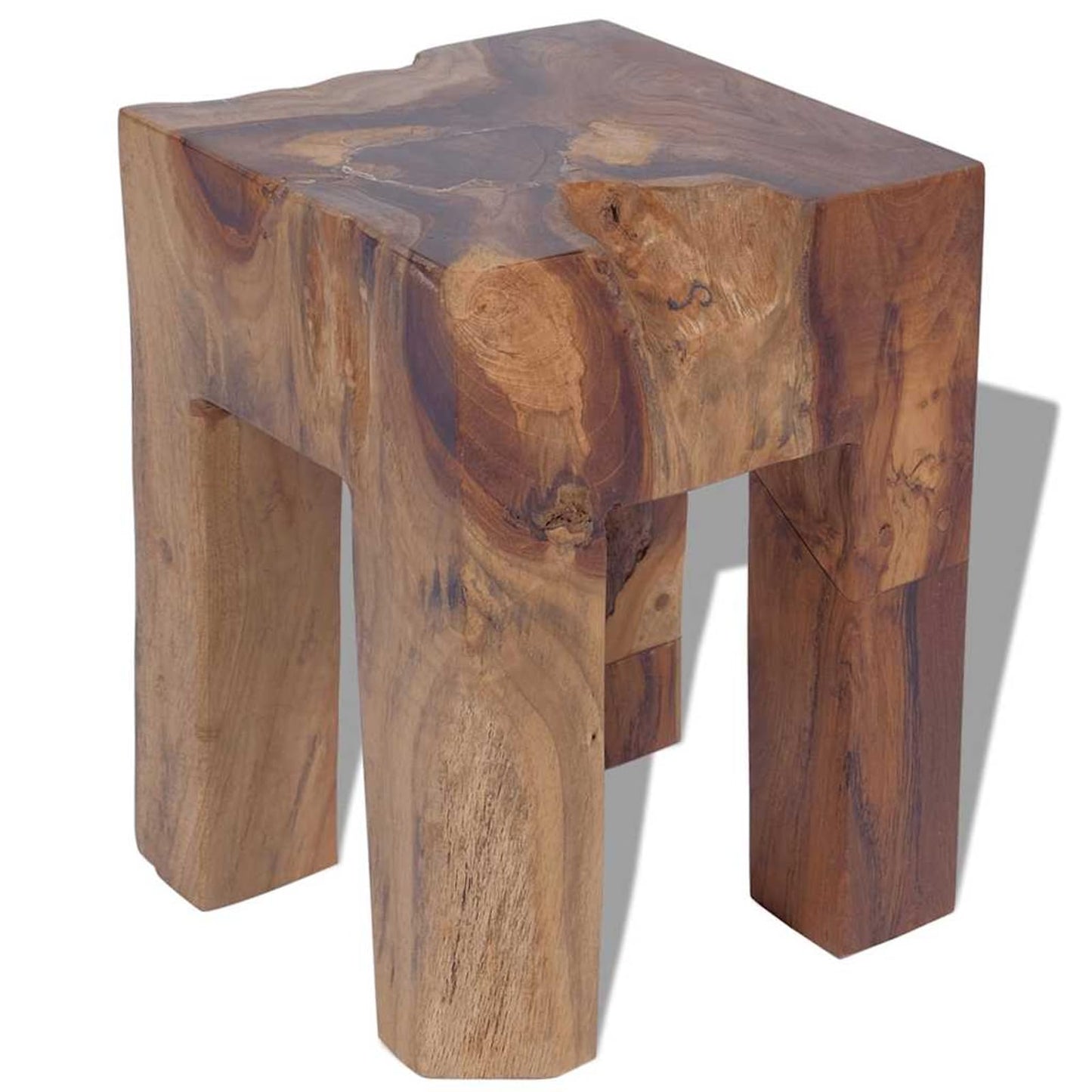 Gecheer Teak Wooden Rustic Stool Handmade for Home Decoration 30 x 30 x 40 cm