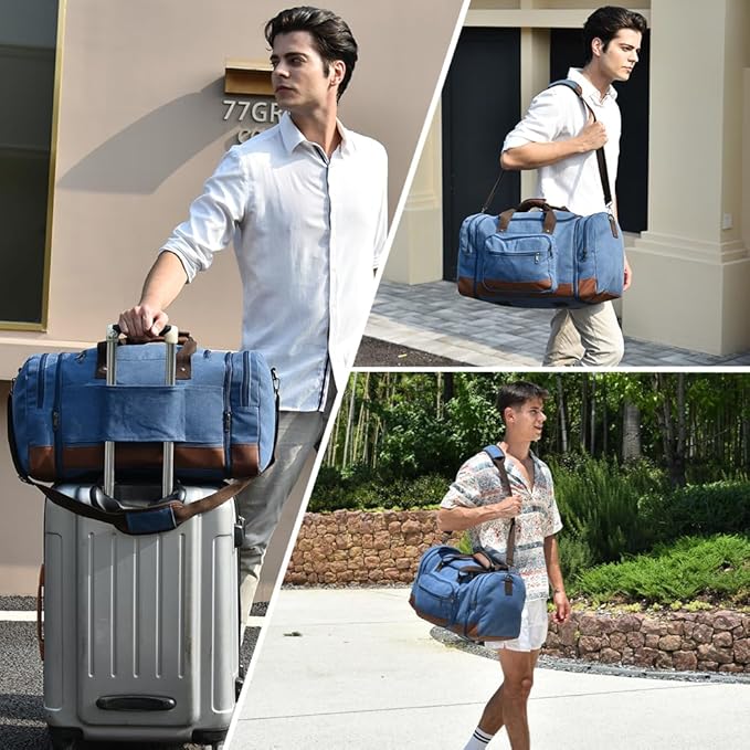 Dimayar Expandable Duffle Bag for Men, 50L Large-Capacity Weekender, Water-Resistant Mens Duffle Bags for Traveling, Lightweight & Durable Overnight Carry-On, Versatile Gym and Travel Bag