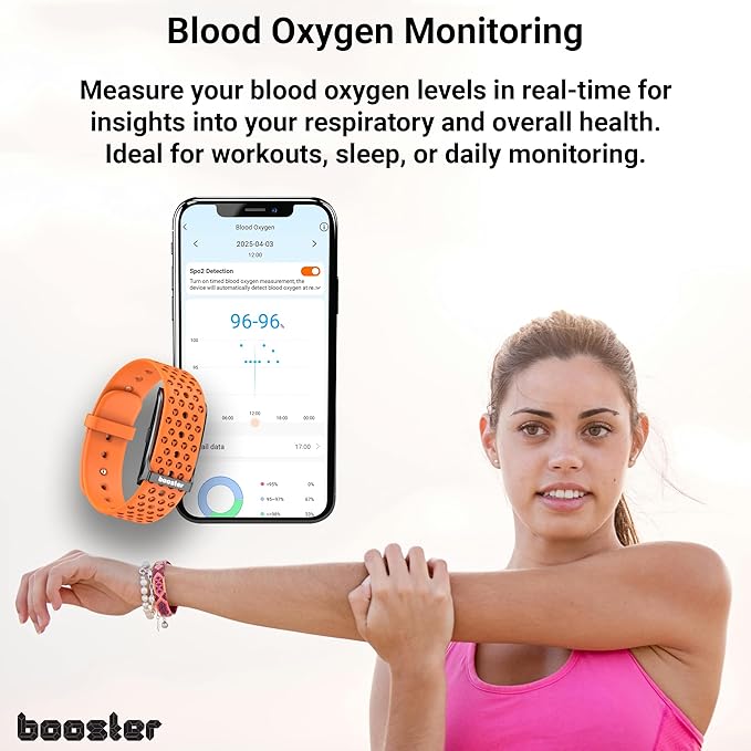 Booster Smart Bracelet, Wearable Activity & Fitness Tracker Band, 24H Sleep Tracker, All-Day Continuous Heart Rate Blood Pressure Stress HRV Monitor, 120+ Sport Modes Smart Wristband, Textile Black