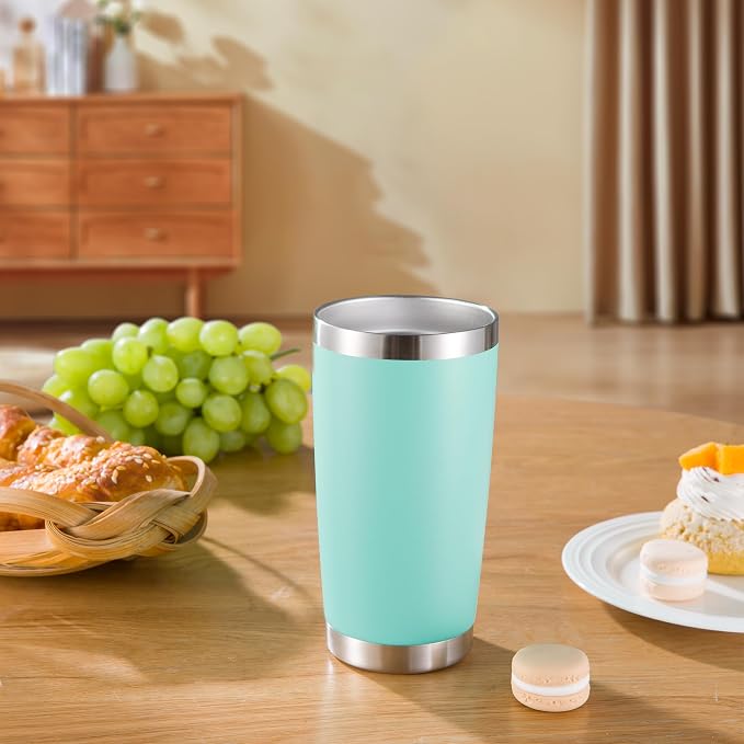 20 oz Tumblers Bulk Stainless Steel Tumbler with Lid Double Wall Vacuum Insulated Coffee Mug 20oz Powder Coated Cup for Hot and Cold Drinks, Turquoise, 12 pack