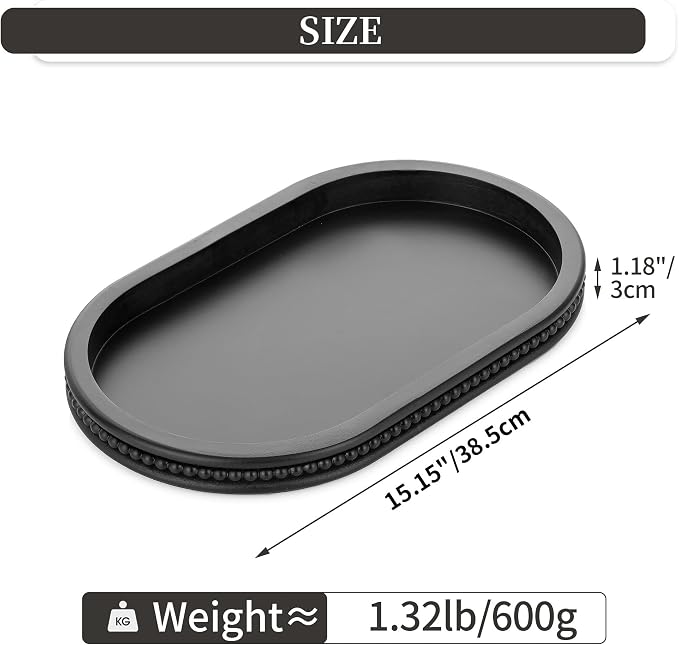 Hanobe Decorative Trays for Coffee Table : Black Oval Centerpiece Tray Wood for Farmhouse Entry Table Decor Round Bathroom Tray for Living Room Kitchen Counter