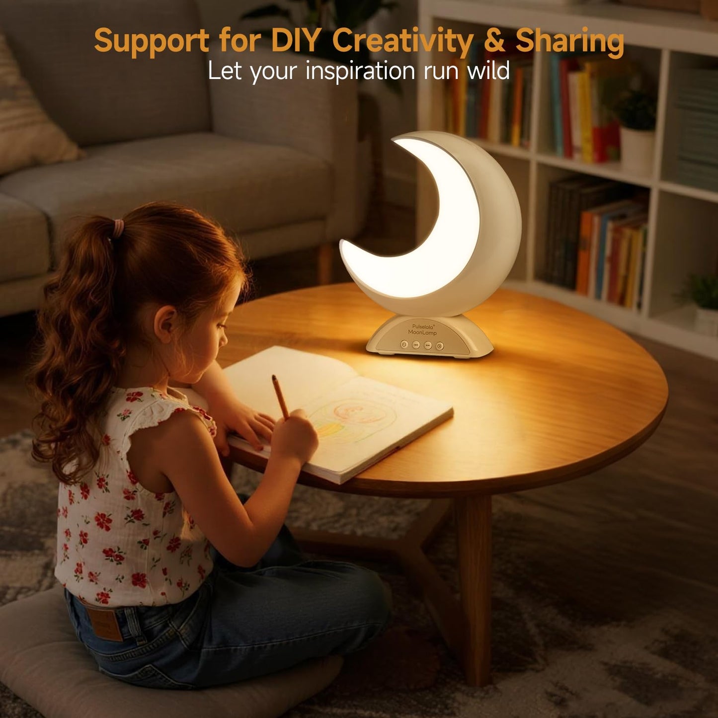Pulselala Touch Moon Table Lamp with RGB Adjustable Light, Scene Mode and Music Mode, Warm White LED Moon Light, Suitable for Home Decoration, Bedroom Living Room Desk.