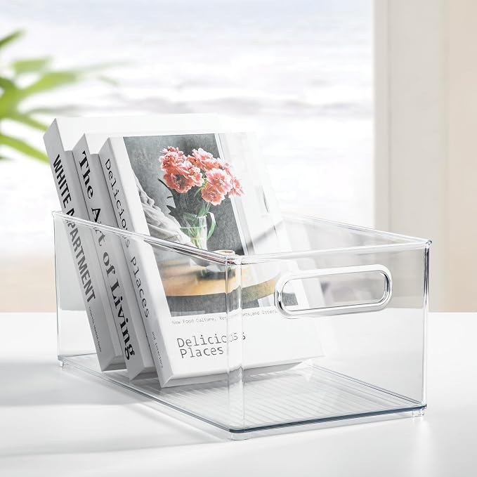 iDesign Stackable Fridge Bin - Kitchen Storage Bin for Pantry, Cabinets, or Fridge, Set of 4, Clear