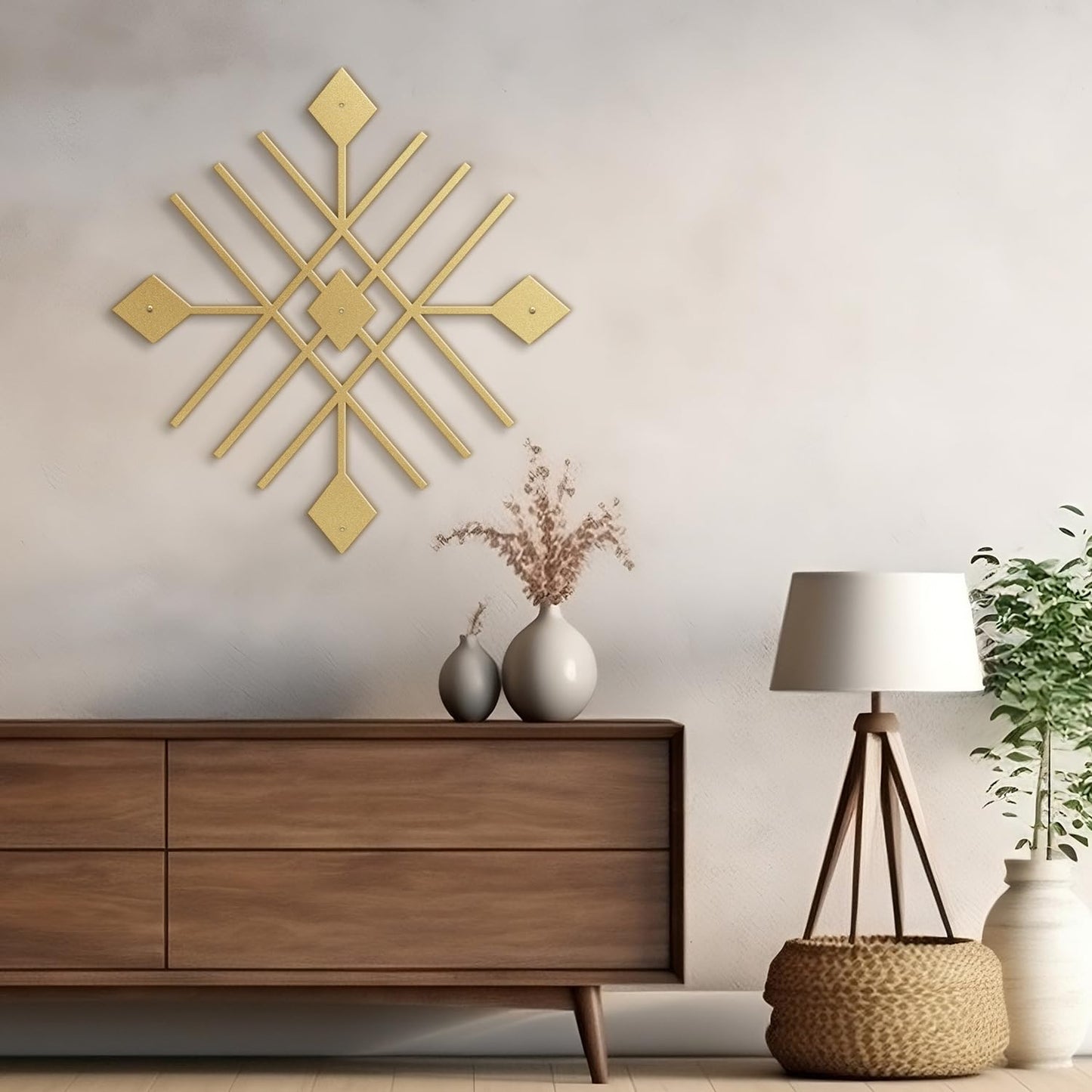 SIGNLEADER Metal Wall Decor Folk Symbol Mystery Minimalist Modern Luxury Wall Sculpture Hangings 3D Statue Home Decoration for Living Room, Bedroom, Bathroom, Kitchen, Fireplace, Office - 36" Gold