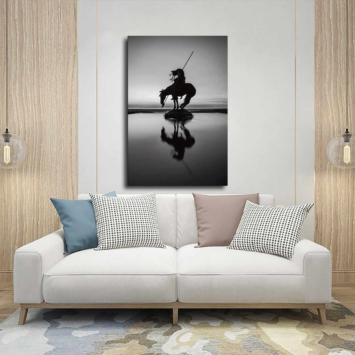 BMtyDG End Of The Trail Silhouette Black And White Canvas Poster Wall Art Prints Room Aesthetic Murals Bedroom And Living Decorations Frame 12x18inch