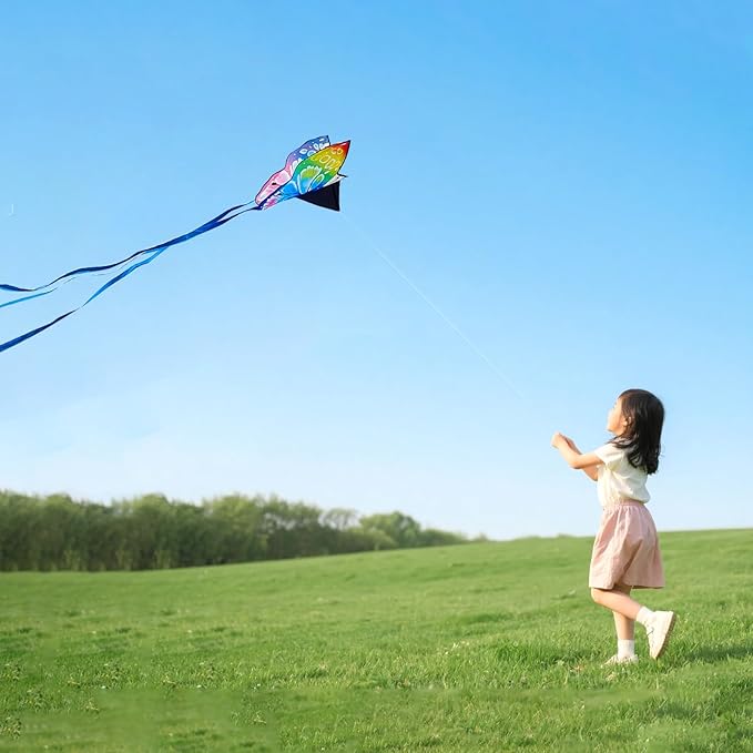 Butterfly Kites for Kids and Adults Easy to Fly, Single Line Beach Kite for Boys & Girls, 55’’ x 28’’ Butterfly for Teens Comes with 300 FT String Handle
