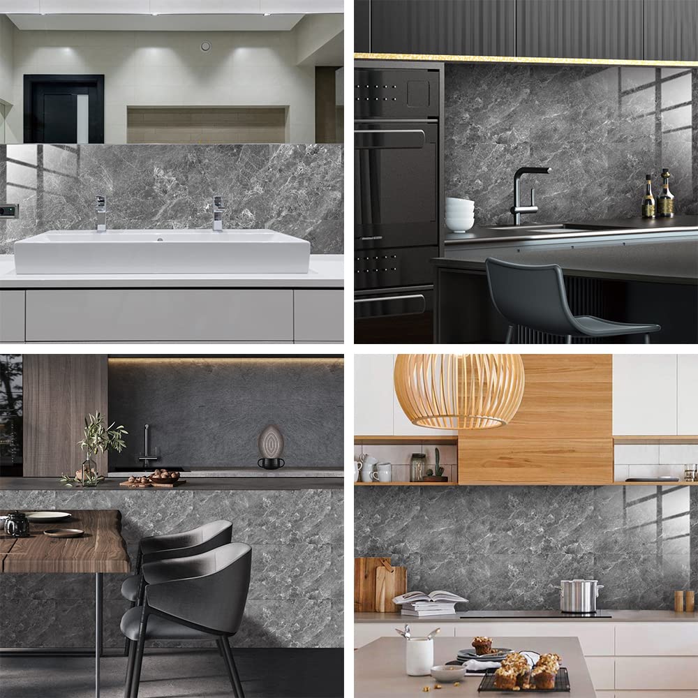 Tile Stickers Self Adhesive Tiles Decals Marble Pattern Stick on Tile Covers for Kitchen Bathroom Walls 10 Pcs