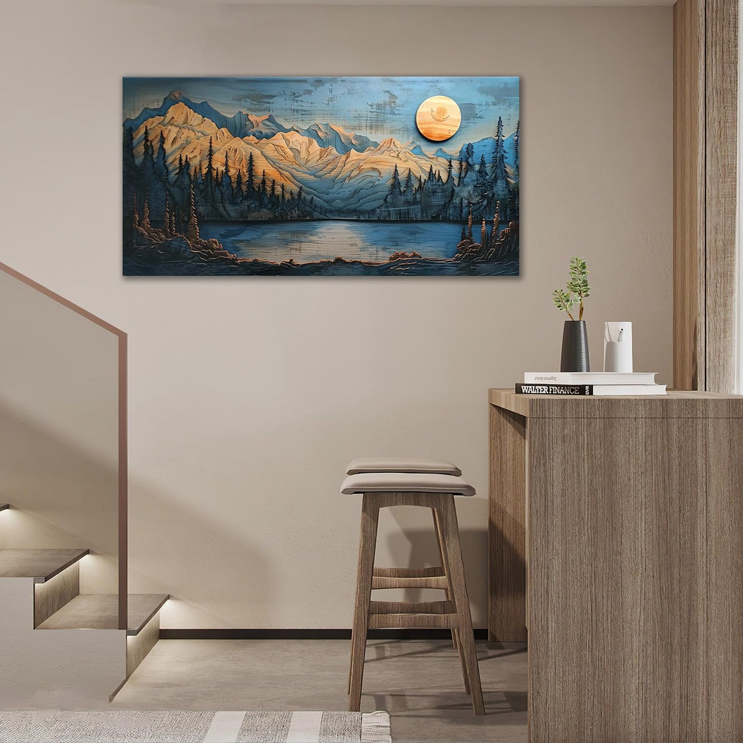 Extra Large Wall Art Mountain Forest Canvas Living Room Cabin Country Pictures Framed Prints Oversize Wall Decor Big Painting Artwork for Bedroom Dining Office Home 60"x30"