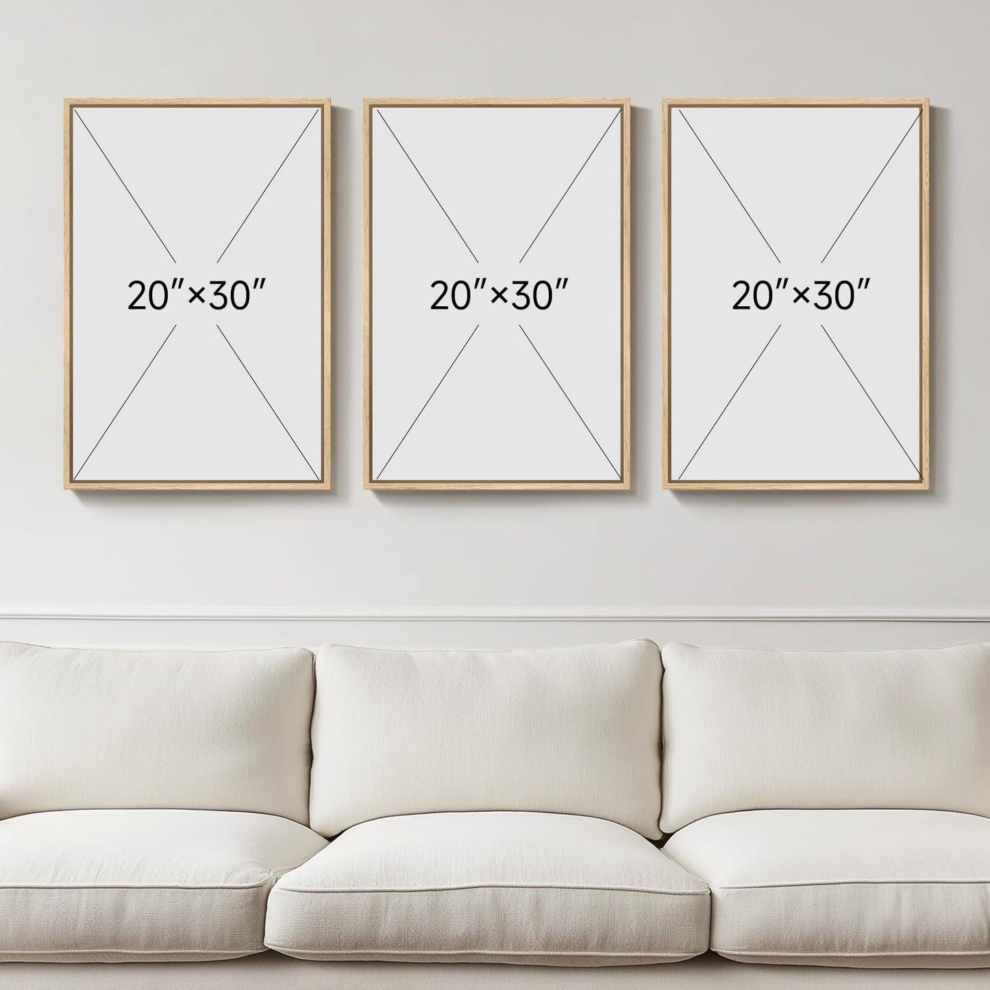 Large Framed Green and Beige Abstract Wall Art Set of 3, Modern Neutral Canvas Prints Paintings Artwork for Walls, Minimalist Abstract Pictures for Living Room Dining Room Bedroom Wall Decor 20x30 In