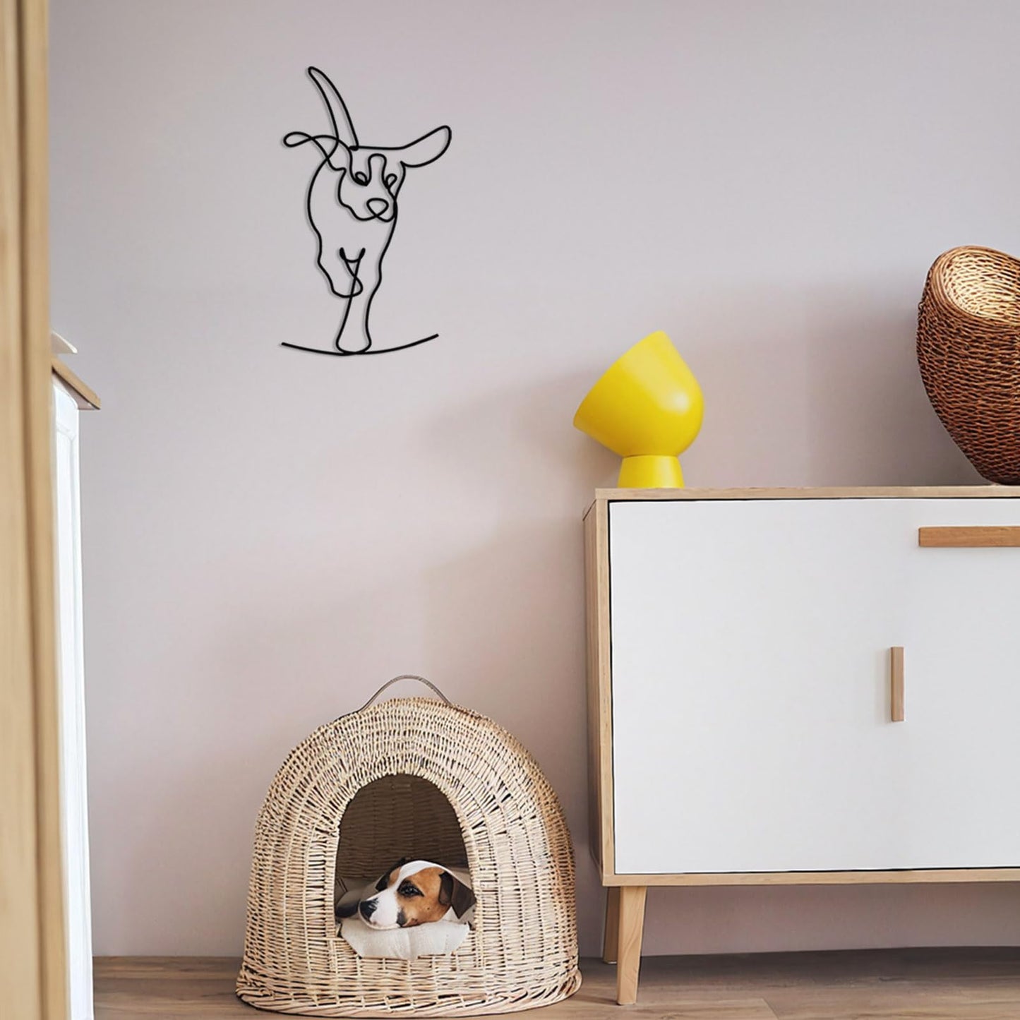 TYLCC Black Metal Dog Wall Decor Minimalist Abstract Dog Wall Art Line Drawing Art for Living Room Bedroom Decorations (Lovable)