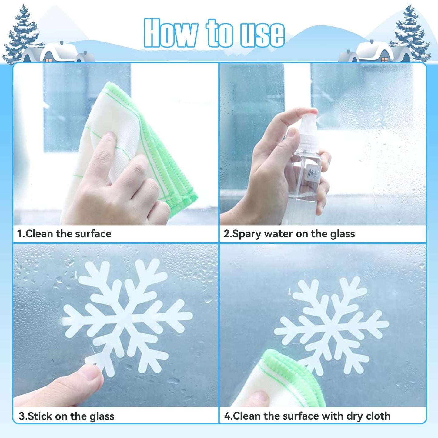 White Snowflakes Window Clings - 8 Sheets 152 Pcs Christmas Snowflake Window Clings Decal Stickers Decor for Glass Windows Classroom Home Office for Winter Wonderland Frozen Theme Party