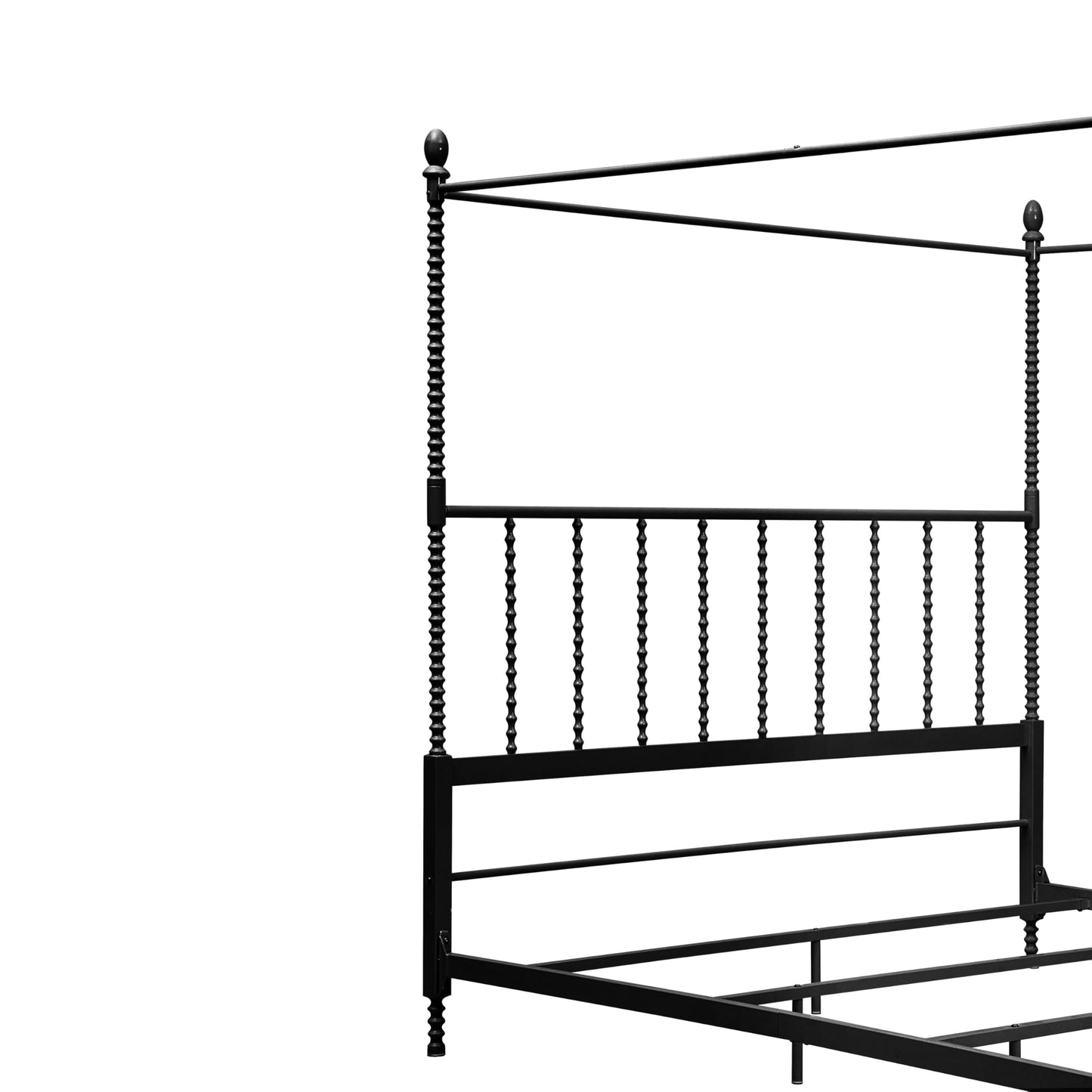 Furniture of America Vaeli Modern Metal King Size Four Poster Bed Frame with Spindles, Canopy Bedframe for Bedroom, Guest Room, Box Spring Required, Black