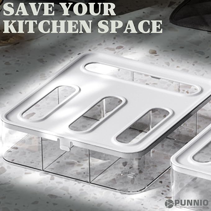 Kitchen Storage Bag Organizer, Acrylic Baggie organizer for Drawer, Plastic Bag Organizer complicate with Gallon, Quart, Sandwich, Snack, and Slider Bags (Acrylic)