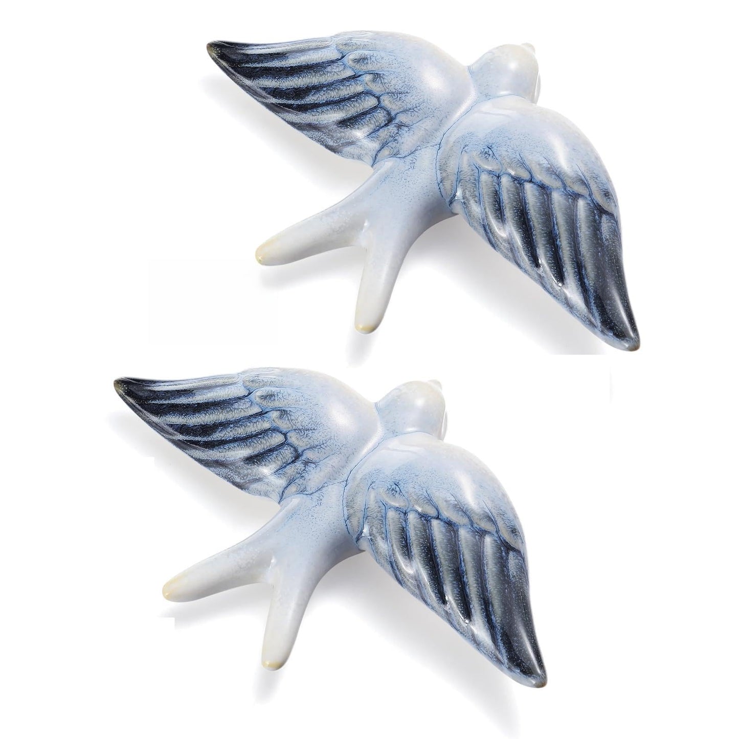Fiwochic 2 Pcs Hand-Painted Ceramic Swallows Wall Decor Bird Art Wall Decor Mediterranean Lightweight Ceramic Ornament Commemorative Gift for Bathroom Living Room Garden