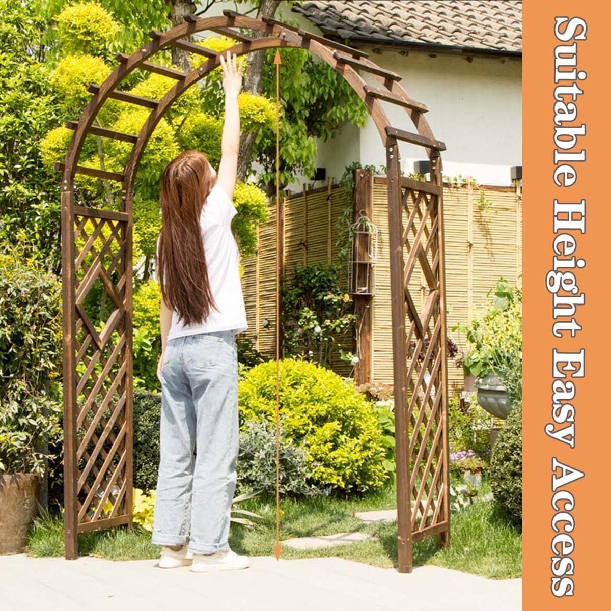 Outdoor Wooden Garden Arbor with Weatherproof Rose Archway Trellis Ideal for Climbing Plants Available in 1.2m 1.4m 1.6m and 1.8m Heavy Duty Wedding Arch Easy Assembly (White 120cm