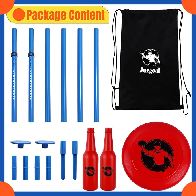 Juegoal Outdoor Flying Disc Game Set, Yard Games Bottle Drop Frisbee Set, Outside Fun Disc Toss Game for Beach Lawn Backyard Park Camping