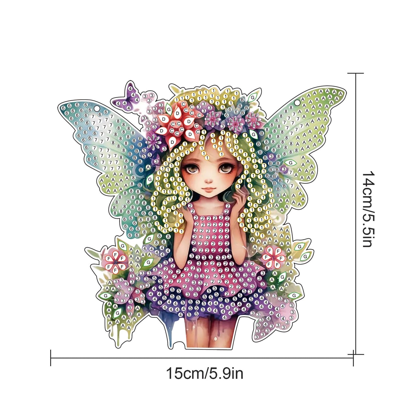 AiYuanzsh Butterfly Fairy Diamond Art Hanging Kit, DIY 5D Special Shaped Rhinestones Acrylic Pendant, Fantasy Diamond Painting Ornament for Wall, Door or Garden Decoration, Handmade Craft Gift