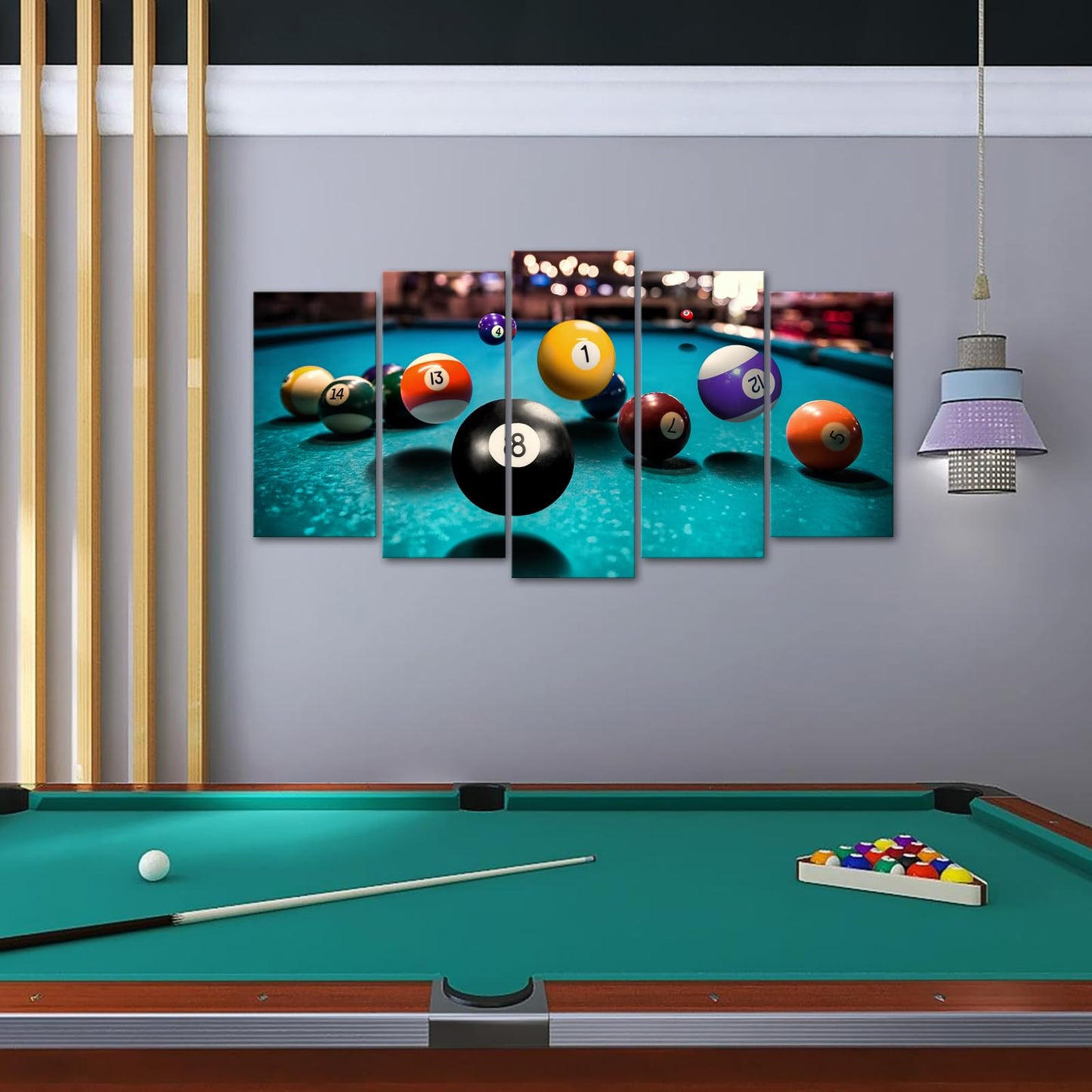 DuoBaorom 5 Piece Canvas Wall Art Pool Room Decor Sports Picture 32x60