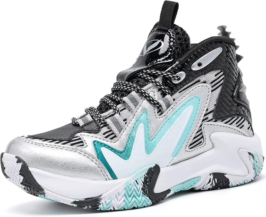 JMFCHI Kids Basketball Shoes High-top Sports Shoes Sneakers Durable Lace-up Non-Slip Running Shoes Secure for Little Kids Big Kids and Boys Girls
