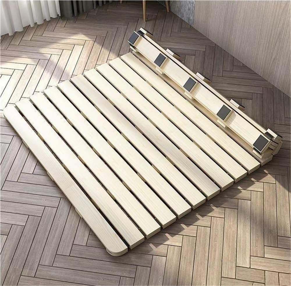 Breathable Bed Plate Solid Wood Futon Frame Folding(en:Wooden Roll-Up Slatted Bed, Breathable Tatami Mat, Floor Futon Mattress for Guest Rooms, Bedrooms, Dorms - Compact Sleep Bedding (74