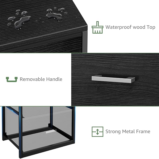 BOLUO Stackable Storage Drawers Narrow Closet Organizers and Storage Fabric Black 2 Drawer Dresser for Bedroom Modern