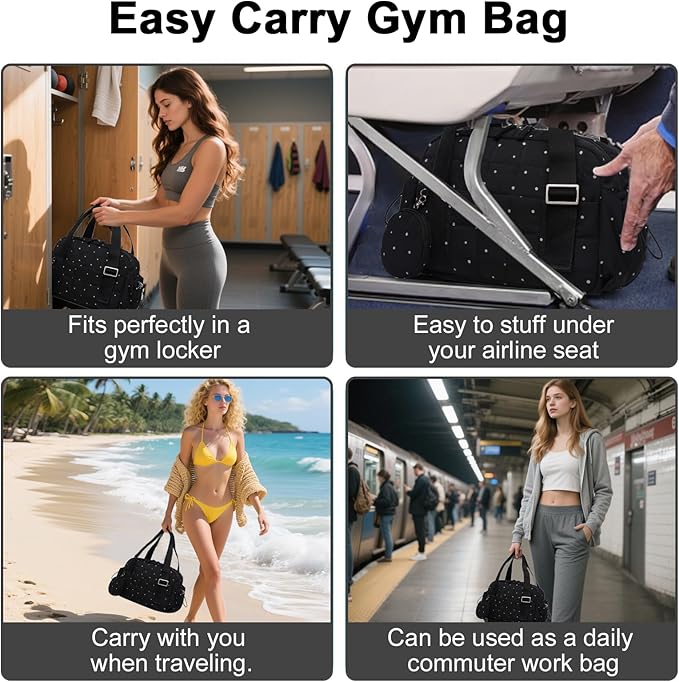 CAMTOP Mini Gym Bag for Women, Small Gym Tote Bag Puffy Quilted Sports Duffel Bag with Wet Compartment and Coin Purse Duffel Bags Dance Yoga Workout Bag