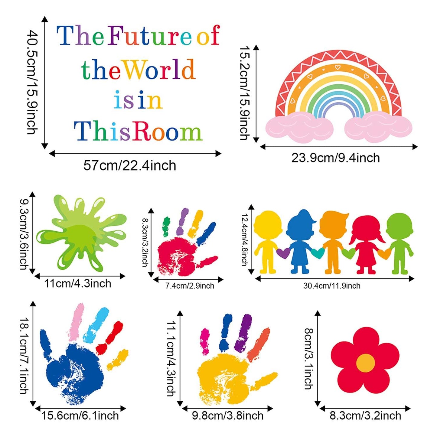 CharmFlo Inspirational Wall Decals for Kids Motivational Classroom Decor with Removable Quotes The Future of The World is in This Room Peel and Stick Wall Stickers Bedroom Nursery School Playroom