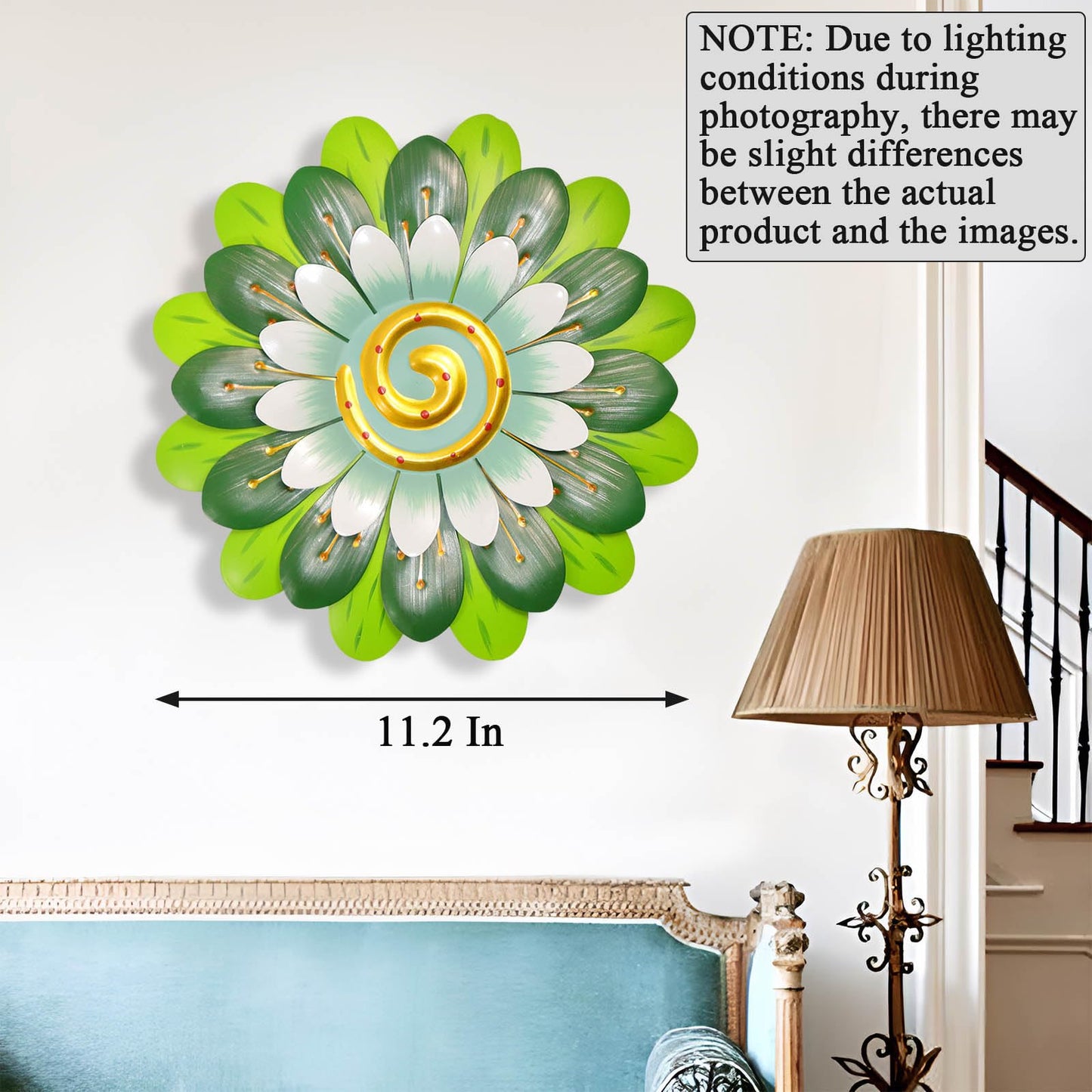 Metal Flowers Wall Decor Indoor Outdoor Metal Wall Art for Home Farmhouse Living Room Bedroom Bathroom Garden Decorations - Green