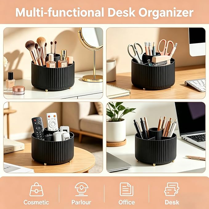 360° Rotating Makeup Brush Holder Organizer, Makeup Organizers Countertop, Makeup Organization and Skincare Storage for Vanity, Desktop, Bathroom