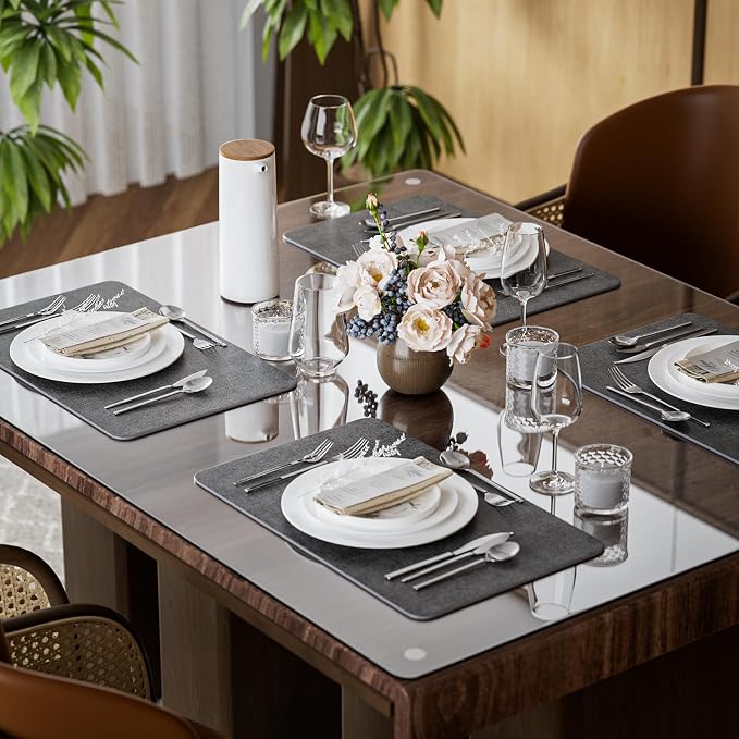 Aofmee Faux Leather Placemats Set of 6 - Waterproof - Wipeable - Washable - Heat Resistant - Anti Slip Stain Resistant Kitchen Dining Table Place Mats, Suitable for Indoor & Outdoor Use, Easy to Clean