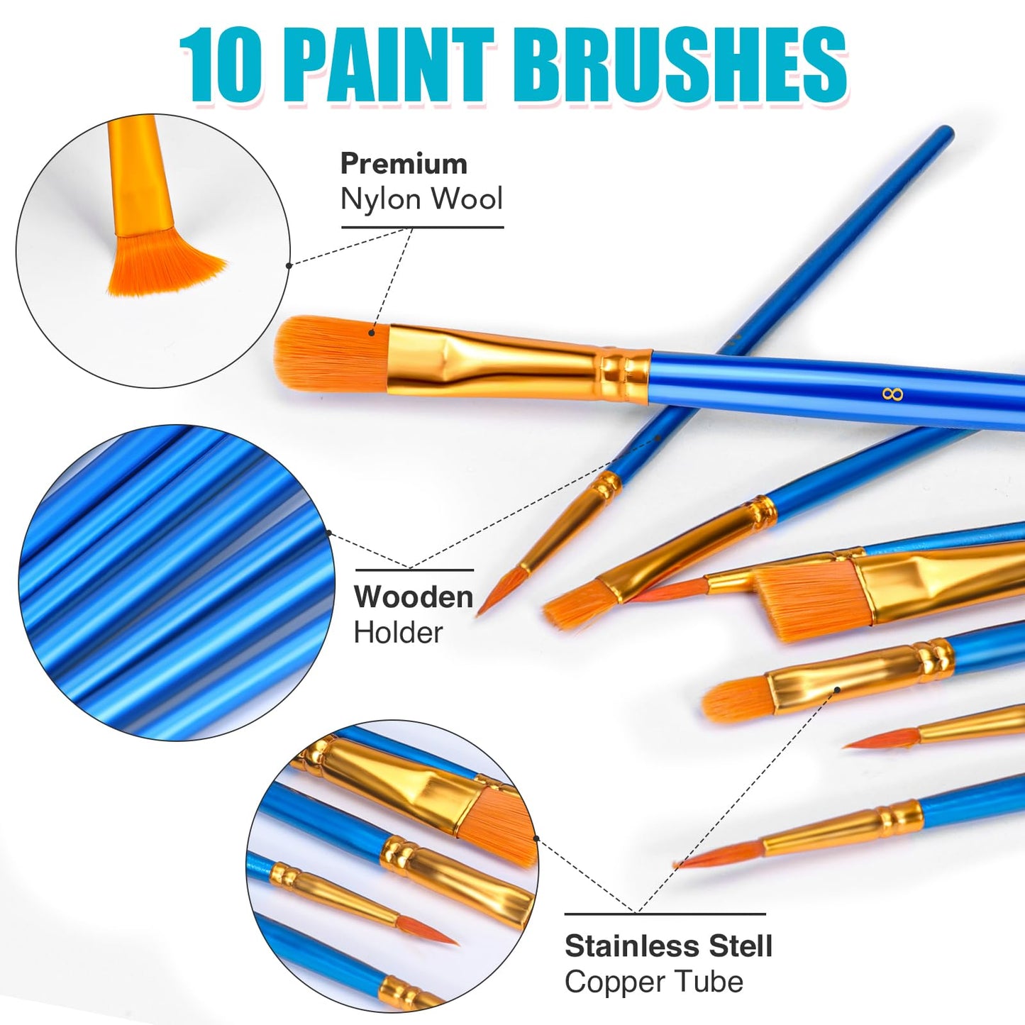 ESRICH 26 PCS Acrylic Paint Set with 12 Colors Acrylic Paints (12ml, 0.4 oz), 10 Paint Brushes, 2 Canvas, 1 Wood Easel, 1 Plate, Painting Supplies Kits for Kids, Adults, Artists and Beginners