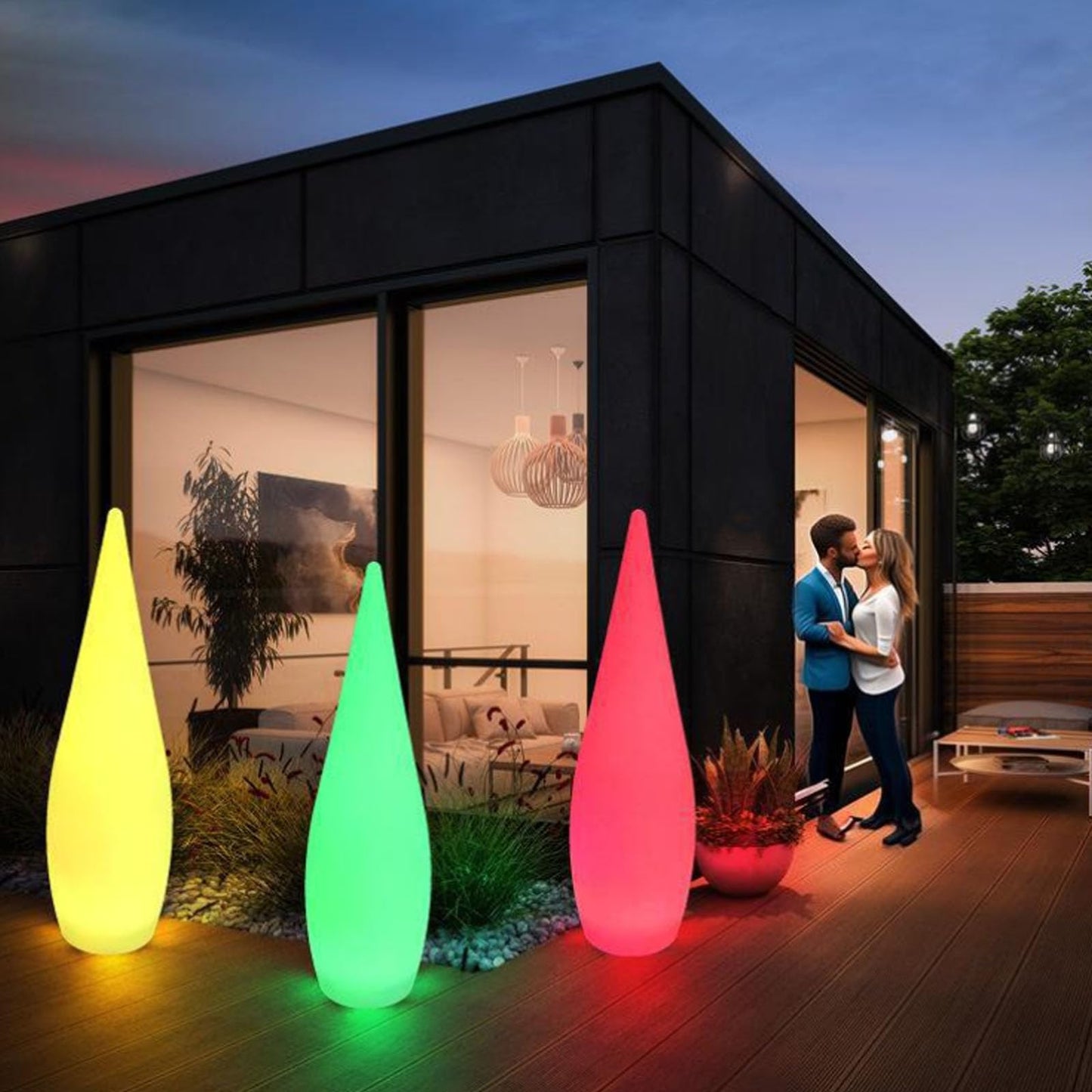 JHOTEC Outdoor Water Drop Lights, Waterproof Lawn Light, Courtyard Garden Terrace Atmosphere Lights, Landscape Courtyard Decorations Floor Lamps, Path Light, Modern Holiday Lamps