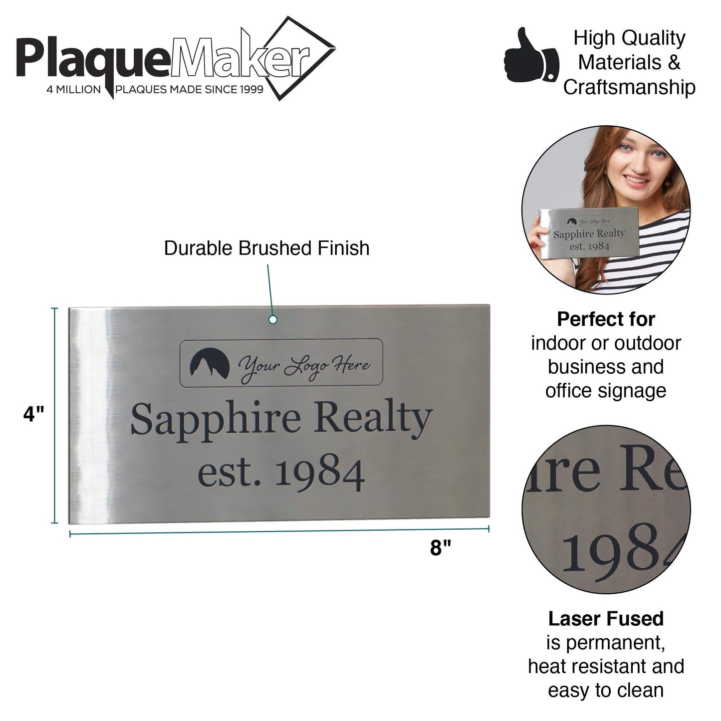 Plaquemaker Custom Laser Engraved Stainless Steel Sign (4" x 8")