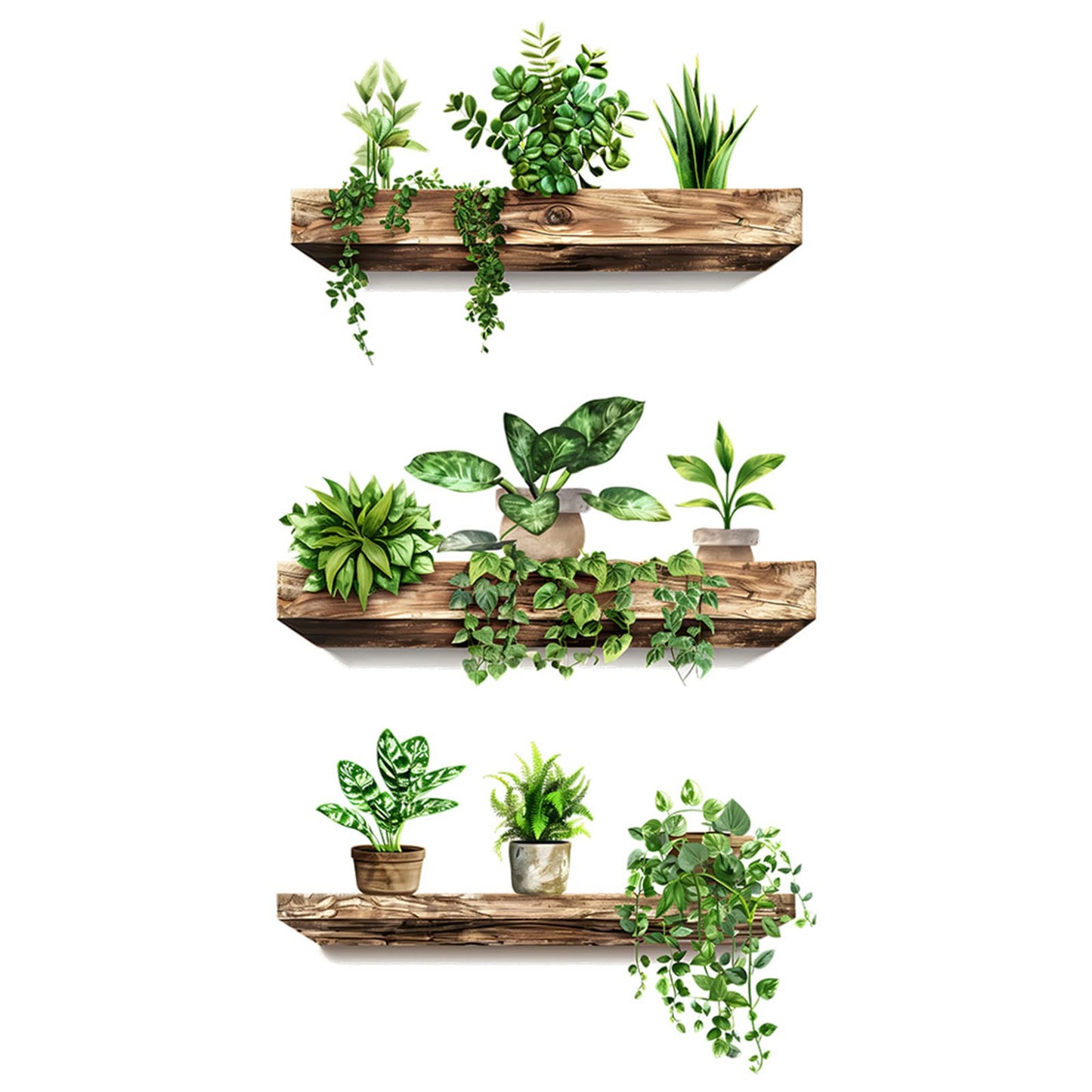Green Plant Wall Decals 3D Bonsai Tropical Betterfly Wall Sticker Creative Vinyl Peel and Stick Removable Wall Art Decor for Living Room Bedroom Home Office (Green Plant 3)