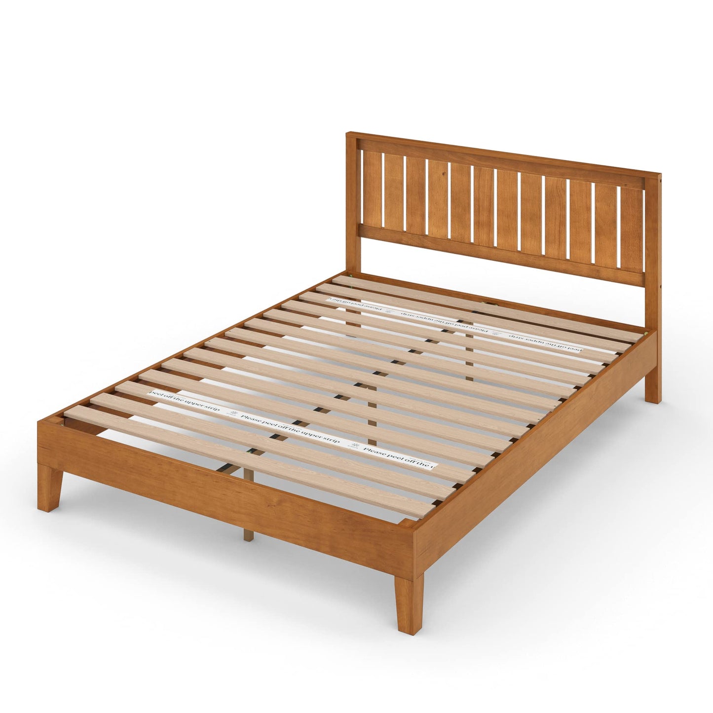 Zinus Alexis Deluxe Wood Platform Bed Frame with Headboard, Wood Slat Support, No Box Spring Needed, Easy Assembly, Rustic Pine, Queen