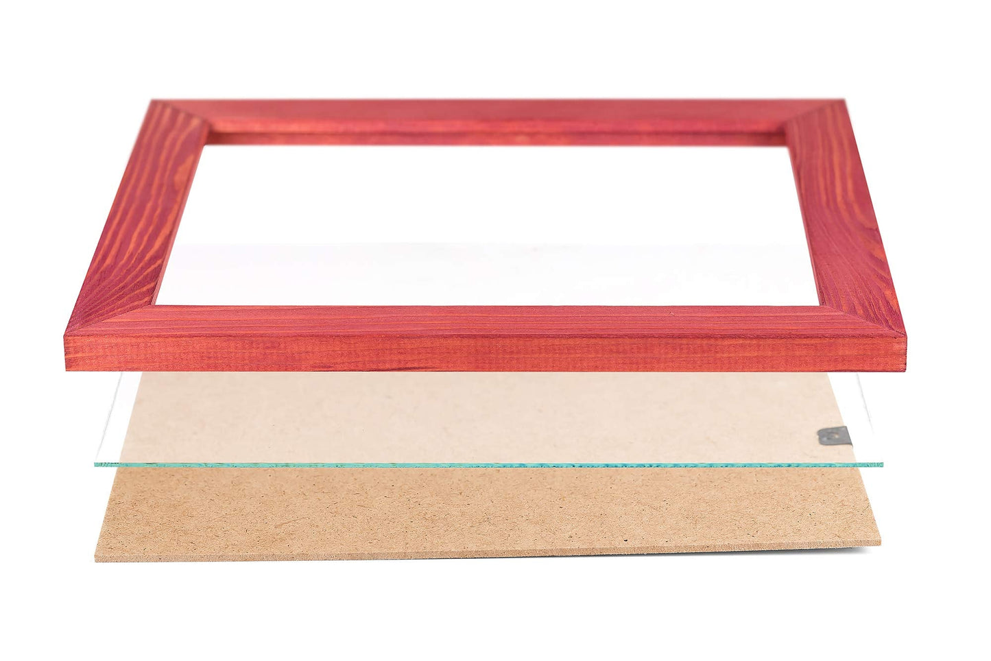 Rustic Wooden Picture Frame 4x6 Inch - Set of 2-100% Natural Eco Barn Wood with Real Glass - Made for Wall Hanging and Tabletop Display - Red