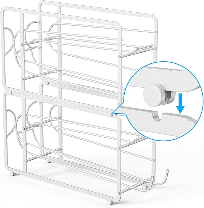 Canyave Soda Can Organizer Storage Rack, 2 Pack Stackable Beverage Soda Can Dispenser Organizer Holder for Refrigerator, Cabinet, Pantry (White)