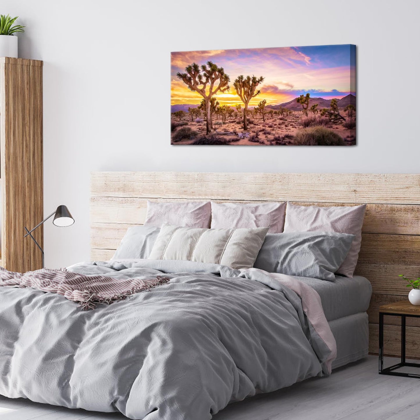 KLVOS Joshua Tree Landscape Canvas Print Southern California Desert at Sunset Pictures Wall Art Natural Artwork Painting Stretched and Framed Modern Living Room Bedroom Office Home Decor