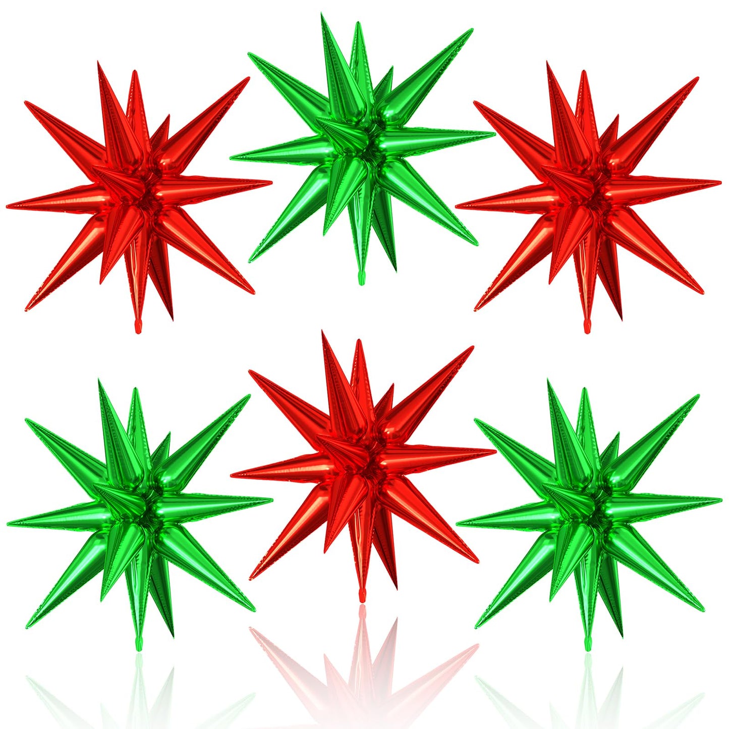 6PCS Star Balloons, 22 Inch Large Green Red Star Balloon Foil Balloons Christmas Party Balloon for Birthday Christmas Graduation Wedding Anniversary Party Backdrops Decorations
