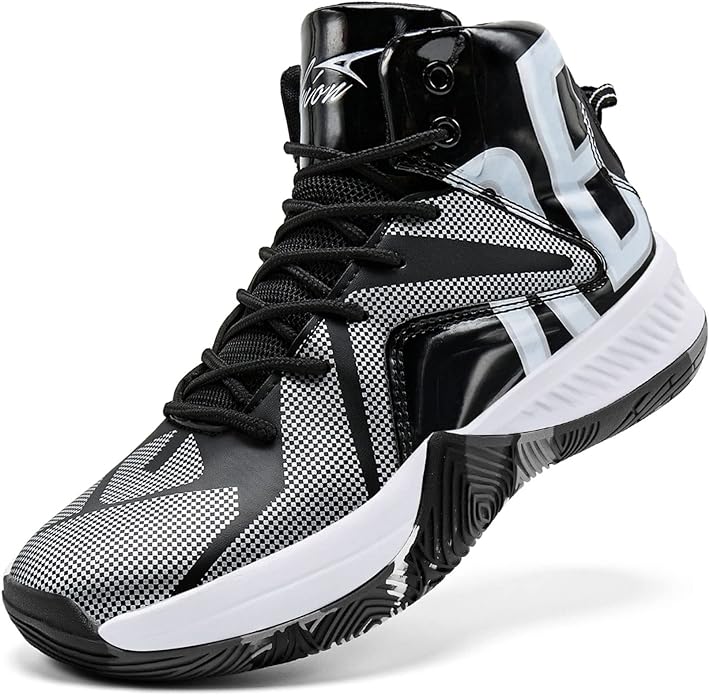 ASHION Mens Basketball Shoes Lightweight Breathable Sneakers Anti Slip Sports Shoes for Running Walking Mid Top Sneakers