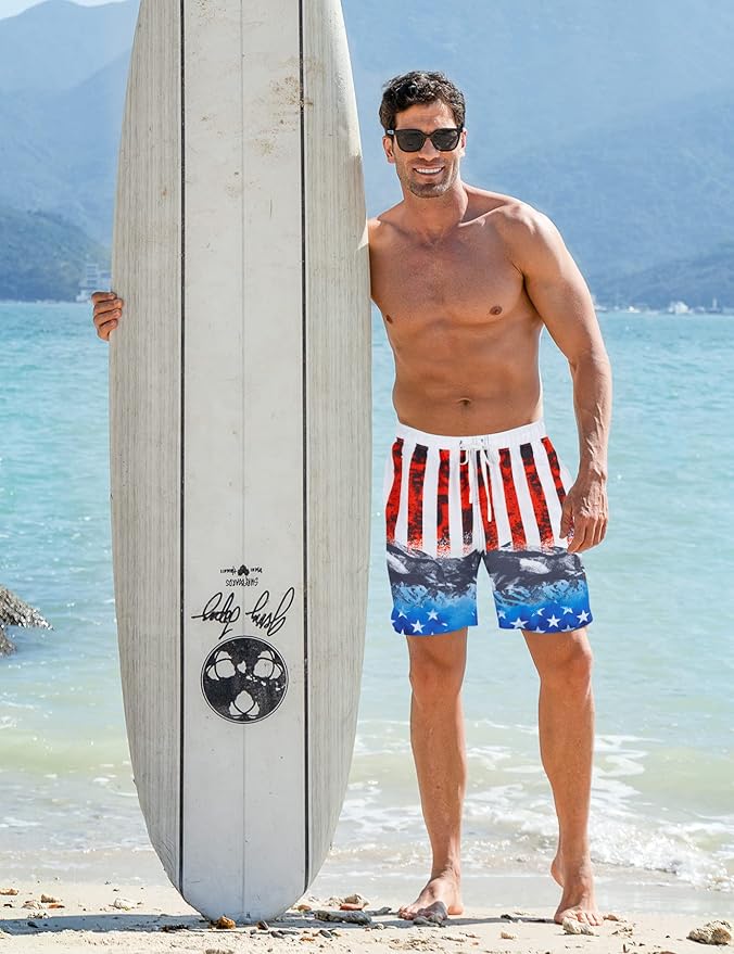 Goodstoworld Mens Swim Trunks with Compression Liner 9'' Inseam Quick Dry Swimsuit Shorts M-3XL