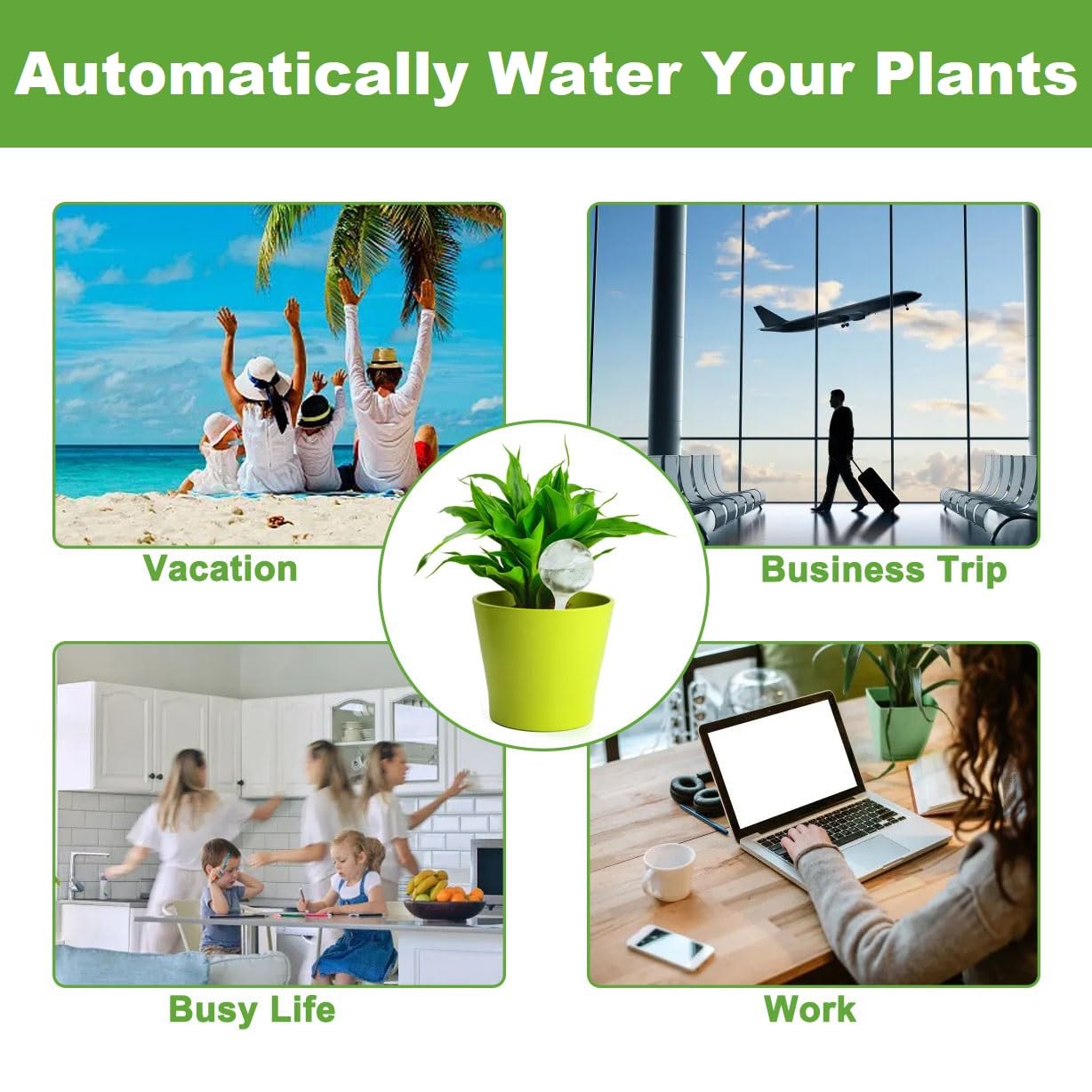 Plant Watering Globes Set of 10, Self Watering Bulbs for Indoor & Outdoor Plants, Plastic Automatic Water System (Clear, 10 Pack Large)