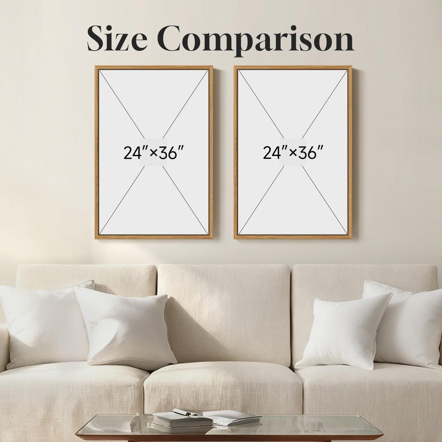 2 Piece Framed Neutral Tree Rings Wall Art for Living Room, Large Modern Wood Grain Canvas Prints Paintings, Farmhouse Nature Wabi Sabi Artwork Decor for Bedroom Hallway 24x36 Inch