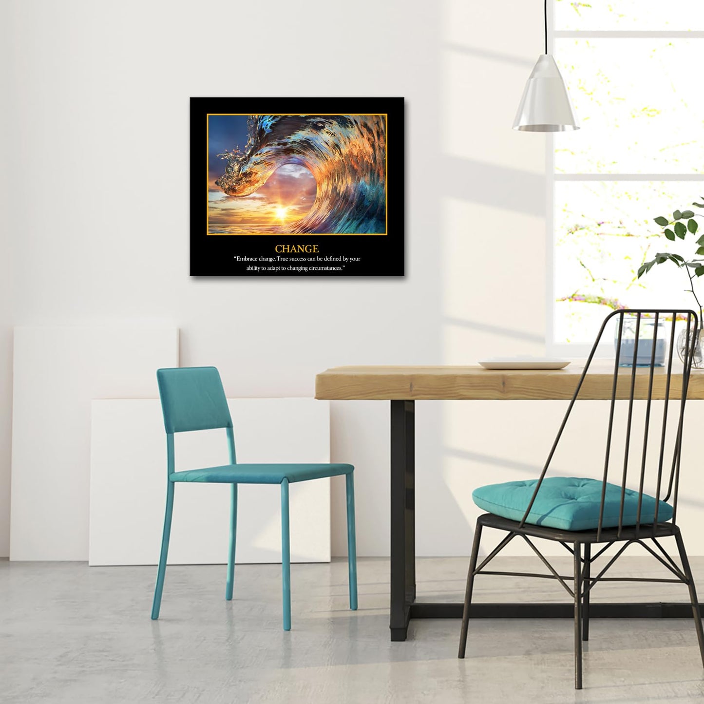 KREATIVE ARTS Motivational Self Positive Office Quotes Inspirational Success Teamwork Posters Canvas Prints Amazing Ocean Wave Pictures Sunset on Sea Landscape Wall Art 20x24