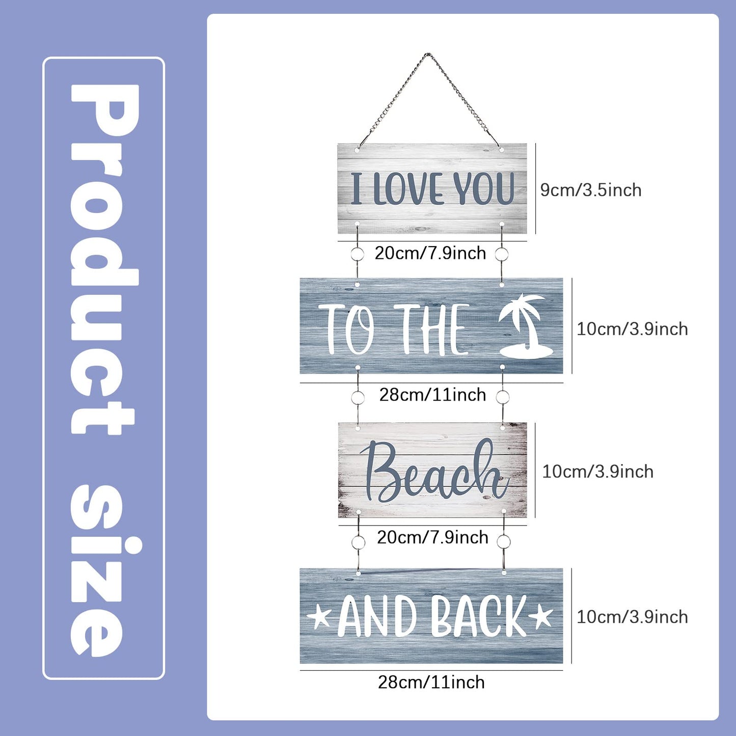 Hotop Beach Wall Decor for Bathroom Aluminum I Love You to The Beach and Back Sign Metal Wall Art Hanging Sign for Bathroom Bedroom Home Dining Room Kitchen Coastal Living Spaces