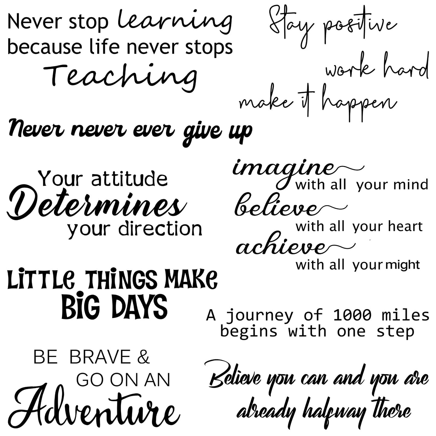 9 Pcs Vinyl Wall Decals Inspirational Quotes Stickers Removable Motivational Positive Saying Encouragement Affirmation Stickers Peel and Stick for Home School Classroom Office