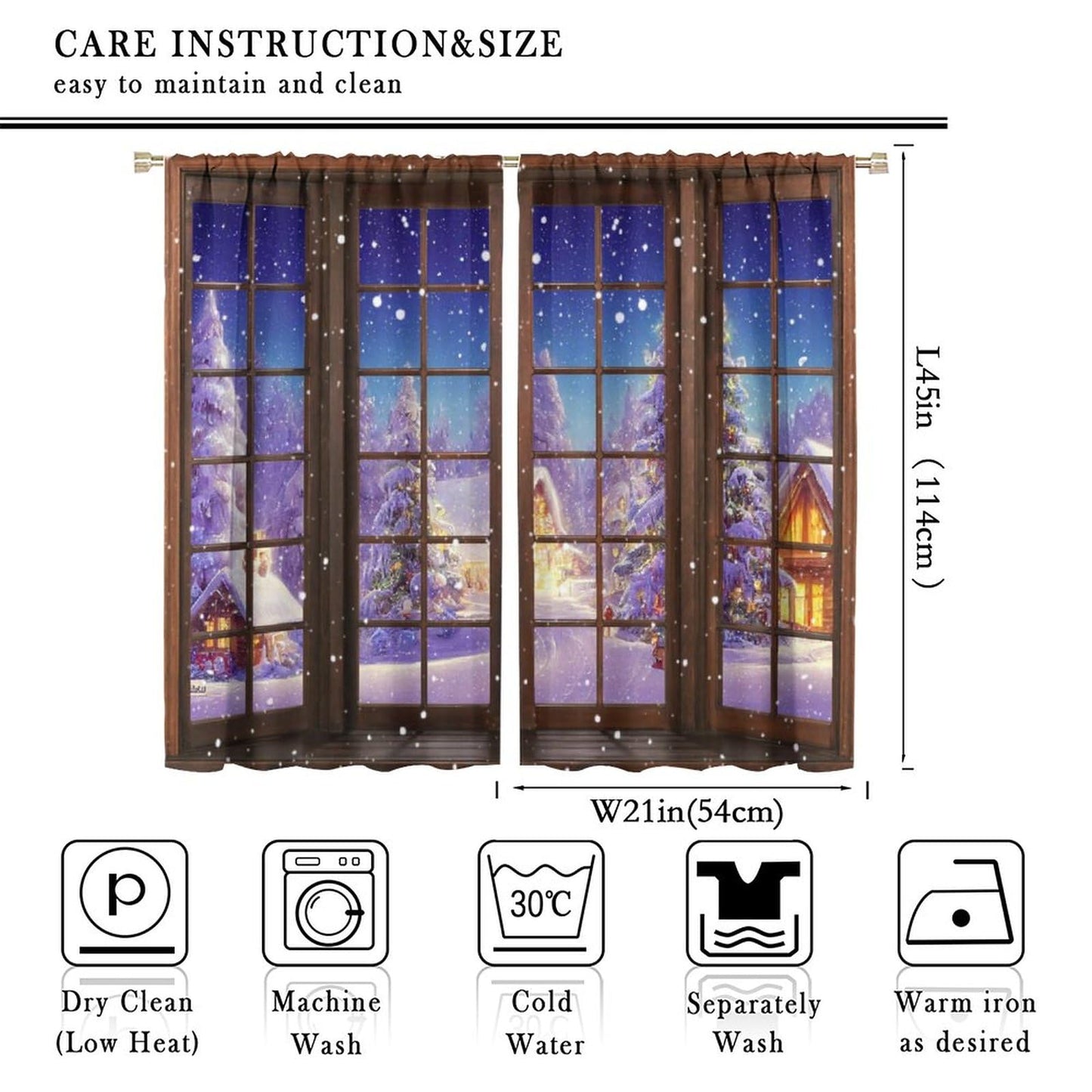 JESTRONRY Winter Christmas Curtains, Winter House Christmas Tree Snow Scenery Seasonal Xmas Nature Theme,Blackout Rod Pocket Window Drapes for Living Room Bedroom Bathroom W42xL45in