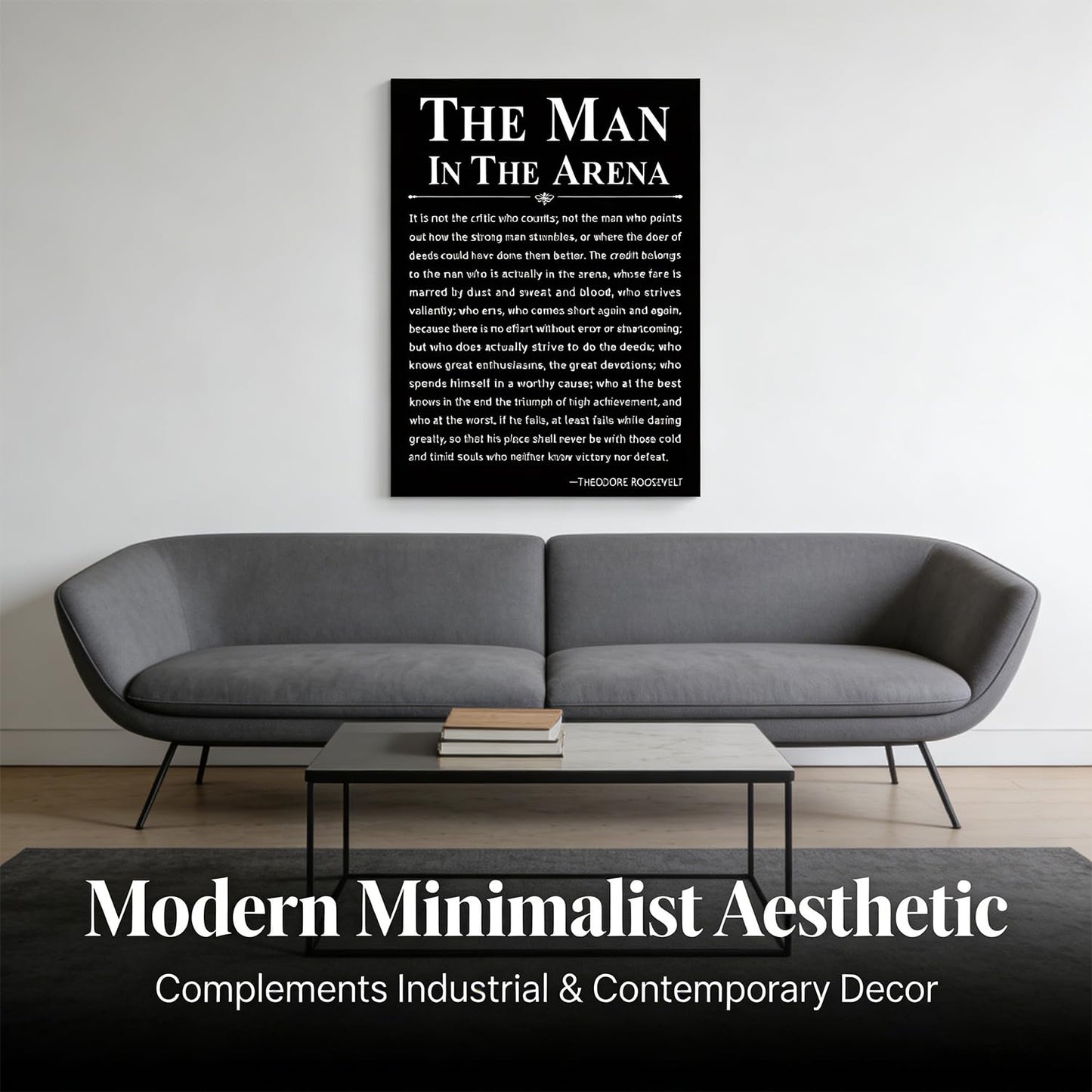 Office Inspirational Canvas Wall Art The Man in the Arena Painting picture Wall Decor Motivational Positive Quote Poster Print Artwork Gift for Men&Women Office Home Decoration 12x16 in Black Canvas
