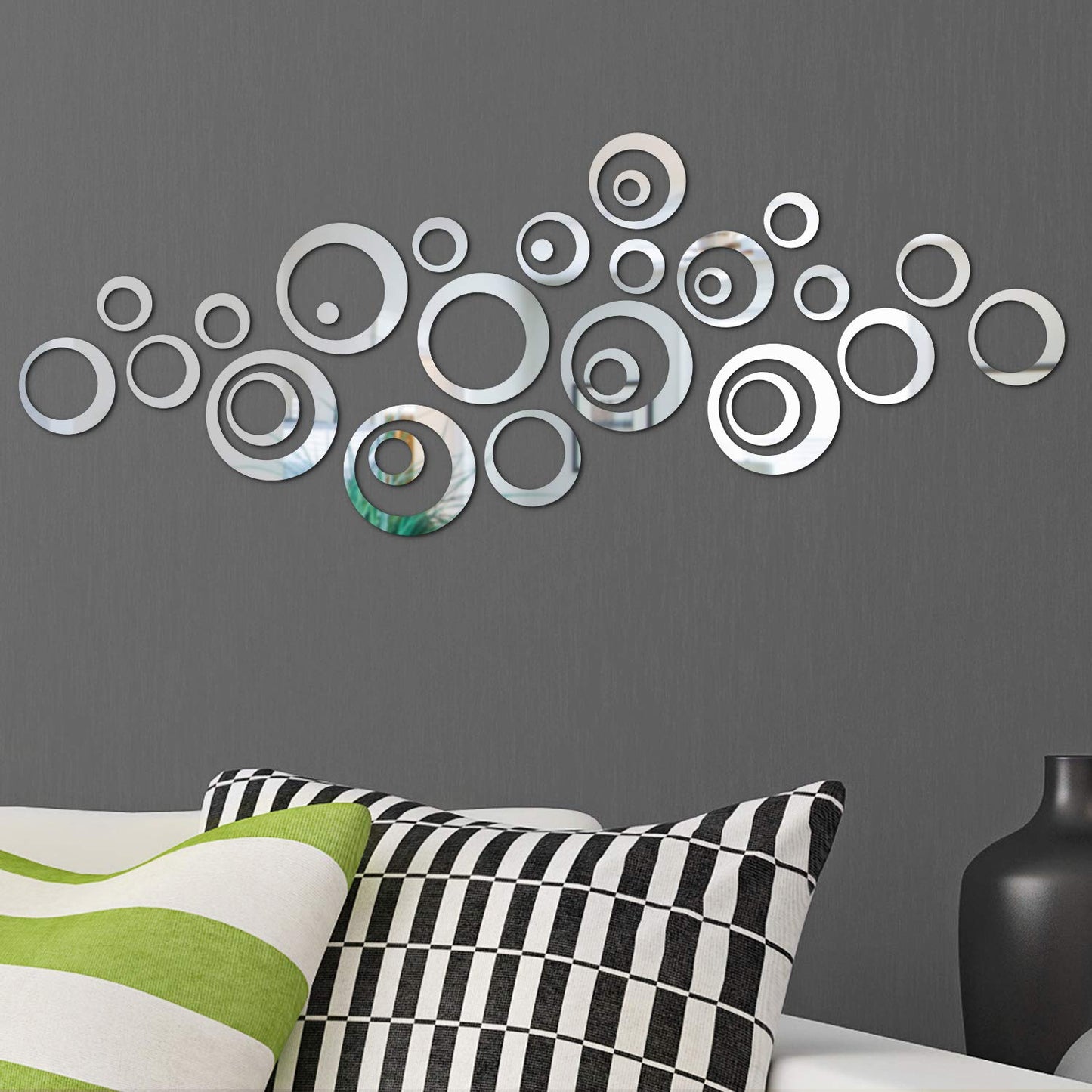 Removable Wall Sticker Decal Acrylic Mirror Setting for Home Living Room Bedroom Decor (Style A, 48 Pieces)
