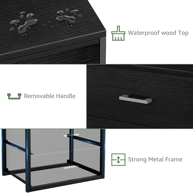 BOLUO Stackable Storage Drawers Closet Organizers and Storage Fabric 2 Drawer Dresser for Bedroom Office Black Modern